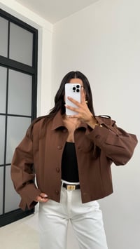 Kahve Pile Detaylı Astarlı Kısa Trençkot GAUS-0089GAUSTRENÇKOTGAUS-0089