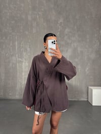 Acı Kahve Önden Bağlamalı Tensel Kimono Gaus00240GausCEKETGU1001560