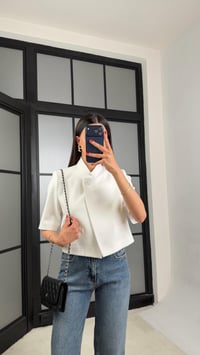 Beyaz Kısa Kollu Crop Ceket GAUS-01561GAUSCEKETGAUS-01561