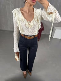 Lacivert Kesik Paça Kemerli Jean Gaus00049GausDENİM PANTOLONGU1001106