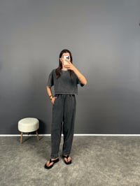 Ava Antrasit Yıkama Tshirt Pantolon İkili TakımGausTAKIMGU008486