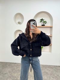 Guka Siyah Sakallı Kapüşonlu Cepli Premium HırkaGausHIRKAGU00903587