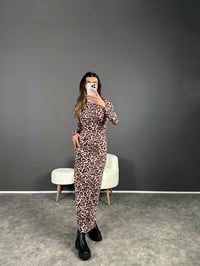 Viral Leoparlı Maxi Boy Elbise GausELBİSEGU004194