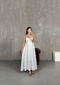 Beyaz Ayarlanabilir Askılı Yarım Astarlı Müslin Elbise Gaus00244GausELBİSEGU1001565