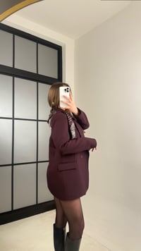 Mürdüm Astarlı Vatkalı Fular Detaylı Blazer Ceket GAUS-00976GAUSCEKETGAUS-00976