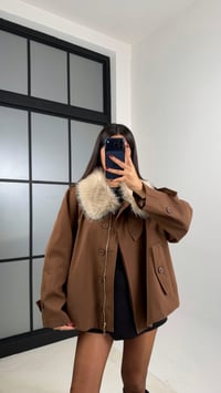 Kahve Yaka Kürk Detaylı Astarlı Trençkot GAUS-00660GAUSTRENÇKOTGAUS-00660