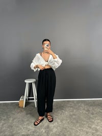 Funi Siyah Beli İpli Ayrobin Şalvar PantolonGausPANTOLONGU008629