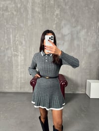 Picas Gri Polo Yaka Triko Kazak Etek TakımGausTAKIMGU00903984