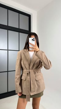 Bej Astarlı Cep Detaylı Kuşaklı Süet Ceket GAUS-00168GAUSCEKETGAUS-00168