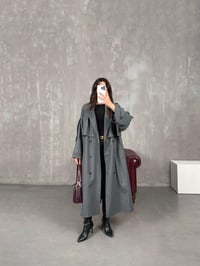 Telsa Antrasit Kuşaklı Poliviskon Astarlı Premium Trençkot GausKABANGU100771