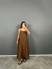 Olbi Kahve Askılı Rahat ElbiseGausELBİSEGU008813