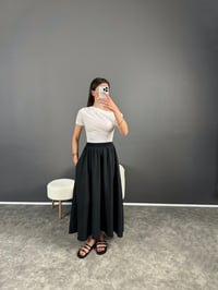 Mira Siyah Premium Tensel Kumaş Cepli Etek GausETEKGU007297