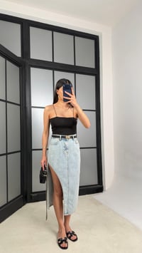 Buz Mavi Yırtmaçlı Denim Etek GAUS-01314GAUSETEKGAUS-01314