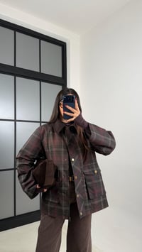 Kahve Kadife Yakalı Ekose Desenli Astarlı Ceket GAUS-00736GAUSCEKETGAUS-00736