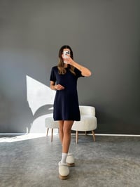 Piel Lacivert Triko Kısa Kol ElbiseGausELBİSEGU002987