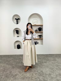 Gosa Ekru Beli Lastikli Gabardin Kumaş EtekGausETEKGU008958
