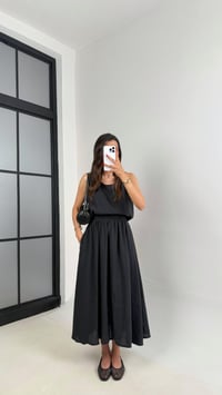 Siyah Bluz Beli Lastikli Etek İkili Kırışık Tencel Takım Gaus00522GausTAKIMGU1002225