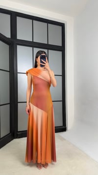 Çok Renkli Tek Omuz Astarlı Elbise GAUS-01487GAUSELBİSEGAUS-01487