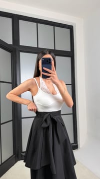 Siyah İthal Tencel Kumaş Tasarım Etek Pantolon GAUS-01412GAUSPANTOLONGAUS-01412