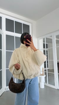 Krem Yarasa Kol Bomber Ceket GAUS-02103GAUSCEKETGAUS-02103