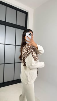 Bej Leopar Desenli Cepli Triko Hırka GAUS-00176GAUSHIRKAGAUS-00176