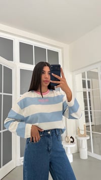 Mavi Çizgili Vintage Sweatshirt GAUS-02121GAUSSweatshirtGAUS-02121