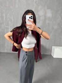 Punta Gri Arka Beli Lastikli Tasarım PantolonGausPANTOLONGU00904045