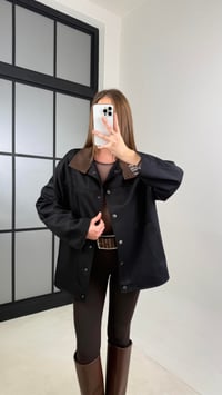 Siyah Deri Yaka Detaylı Astarlı Muadil Ceket GAUS-00732GAUSCEKETGAUS-00732