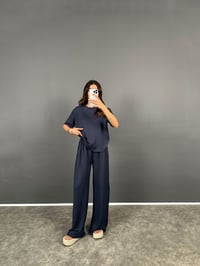 Nore Antrasit Modal Kumaş Rahat Dokuma Kısa Kol Tshirt Pantolon TakımGausTAKIMGU008716