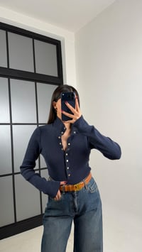 Lacivert Çıtçıt Düğmeli Triko Kazak GAUS-00780GAUS الكنزات GAUS-00780