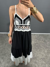 Ges Siyah Askılı Triko İşlemeli  ElbiseGausELBİSEGU008633