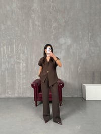 Jasmin Acı Kahve Premium Asimetrik Yelekli TakımGausTAKIMGU100343