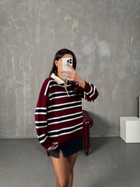 Scool Bordo Çizgili Polo Yaka KazakGausKAZAKGU00904165