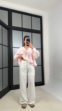 Beyaz Astarlı Beli Lastikli Müslin Pantolon GAUS-01149GAUSPANTOLONGAUS-01149