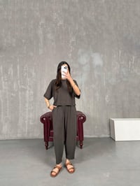 Acı Kahve Bisiklet Yaka Tshirt Pantolon Basic Yıkamalı Modal Takım Gaus00143GausTAKIMGU1001332