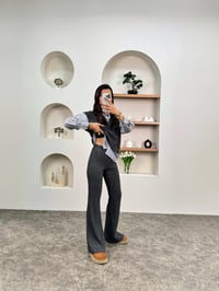 Shay Antrasit Çizgili Gömlek Detaylı İkili TakımGausTAKIMGU00903585