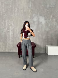 Punta Gri Arka Beli Lastikli Tasarım PantolonGausPANTOLONGU00904045