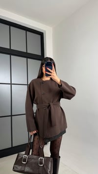 Acı Kahve Astarlı Kemerli Muadil Ceket GAUS-00990GAUSCEKETGAUS-00990