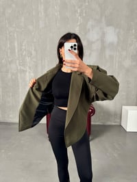 Meggy Haki Kuşaklı Astarlı Tasarım CeketGausCEKETGU00904038