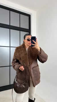 Kahve Çift Taraflı Tasarım Kürk Mont GAUS-00691GAUSMONTGAUS-00691