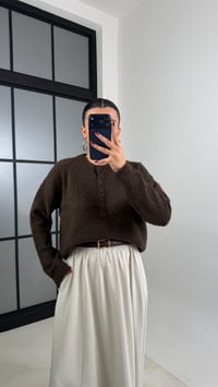 Acı Kahve Düğmeli Triko Kazak GAUS-00653GAUSKAZAKGAUS-00653