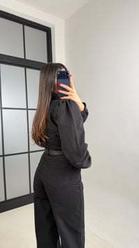 Siyah Kemerli Premium Denim Tulum GAUS-00673GAUSTULUMGAUS-00673