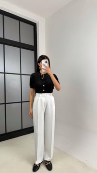 Beyaz Cep Detaylı Kumaş Pantolon GAUS-00140GAUSPANTOLONGAUS-00140