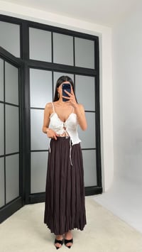 Mürdüm Beli Lastikli Kırışık Kumaş Etek GAUS-01320GAUSETEKGAUS-01320