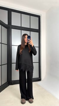 Siyah Dantel Detaylı Beli Lastikli Modal İkili Takım GAUS-01207GAUSTAKIMGAUS-01207