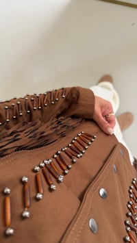 Taba Vatkalı Astarlı Püskül Detaylı Premium Süet Ceket GAUS-02157GAUSJacketsGAUS-02157