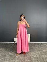 Jamin Pembe İp Askılı Uzun ElbiseGausELBİSEGU007153