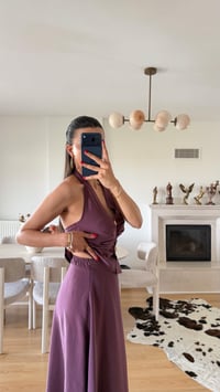 Mürdüm Halter Yaka Gold Toka Detaylı Bluz Etek İkili Premium Takım GAUS-01631GAUSTAKIMGAUS-01631