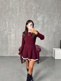Picas Bordo Polo Yaka Triko Kazak Etek TakımGausTAKIMGU00903985