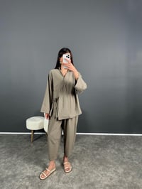 Diore Pinterest Haki Yandan Bağlamalı İkili Takım GausTAKIMGU007968
